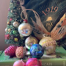 Rare lot of 7 mid century Christmas Tree Ornament Mercury Blown Glass Shiny