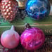 Rare lot of 7 mid century Christmas Tree Ornament Mercury Blown Glass Shiny