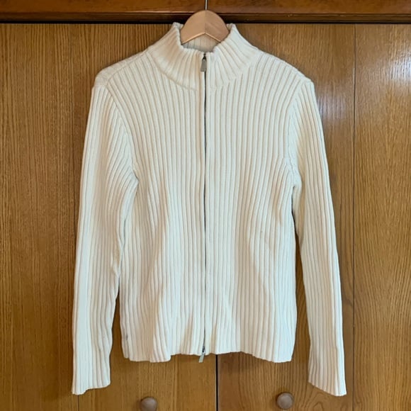 Lauren Ralph Lauren Cotton Cream Full Zip Sweater