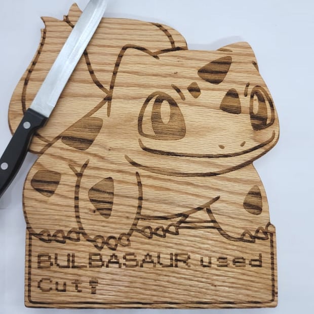 Bulbasaur Wood Cutting Board Kitchen Butcher Block Knife Cooking Switch