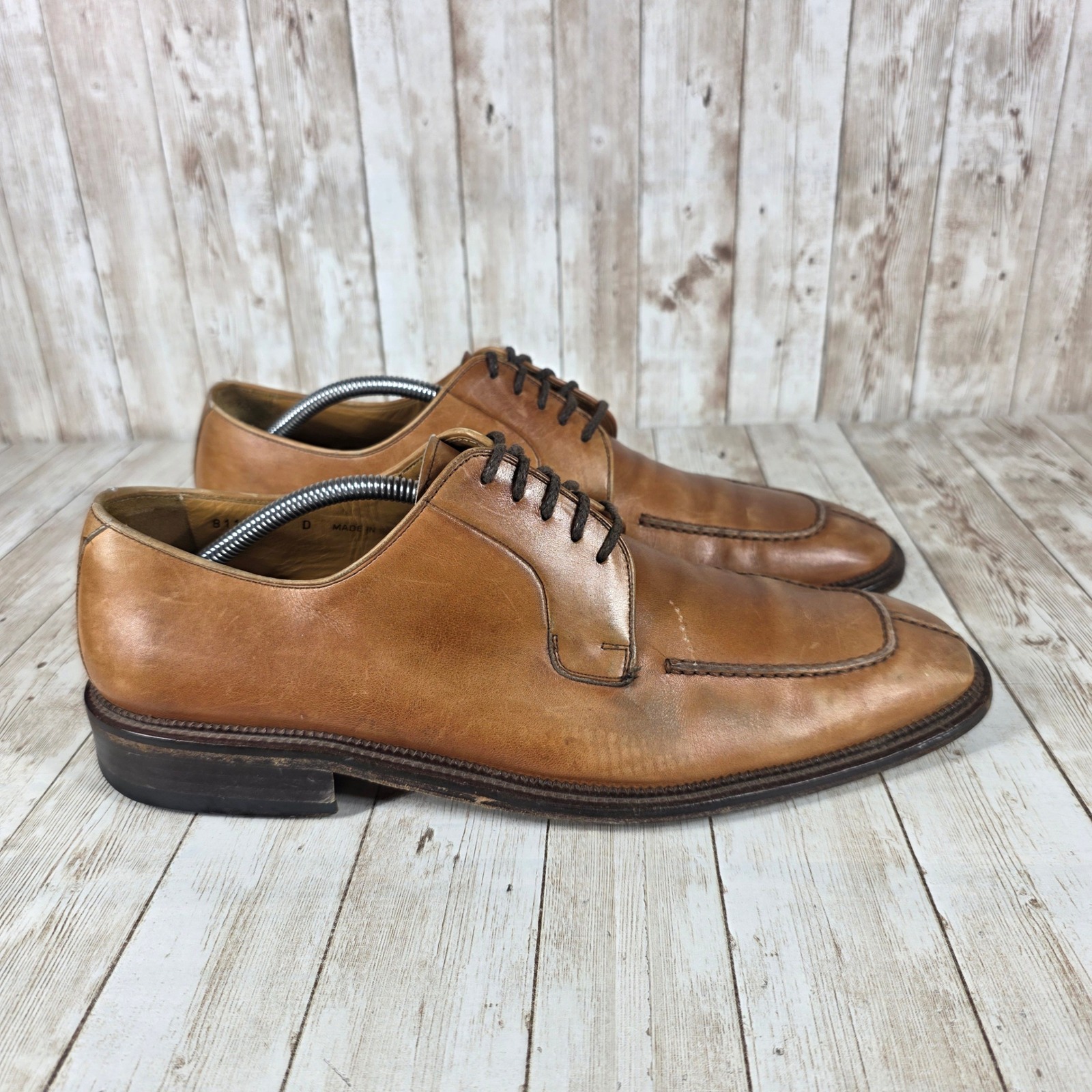 Magnanni Mens Leather Dress Shoes Oxfords Square Toe Brown Size 12 D