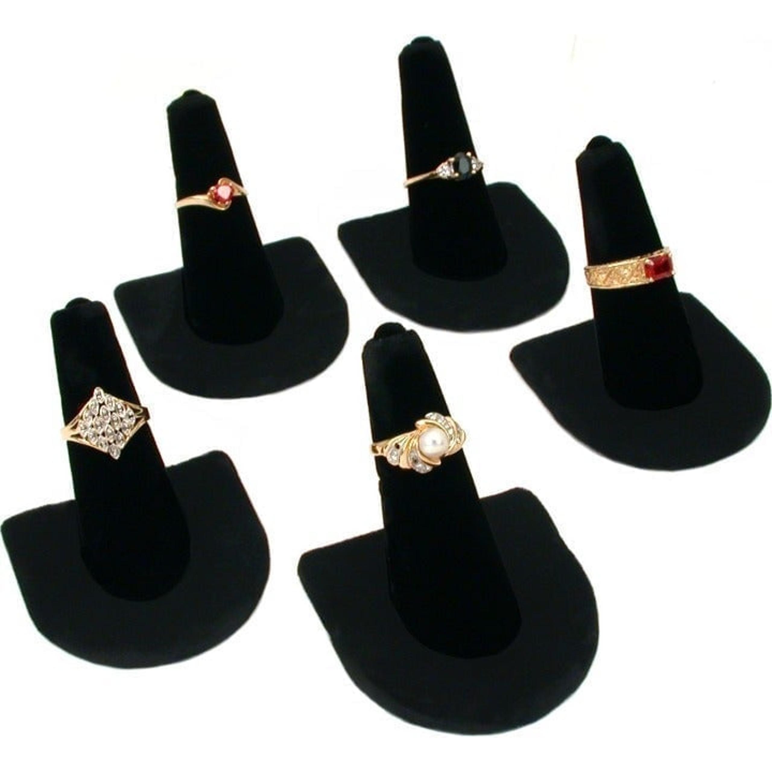 5 Black Velvet Ring Displays Holders Showcase 2"