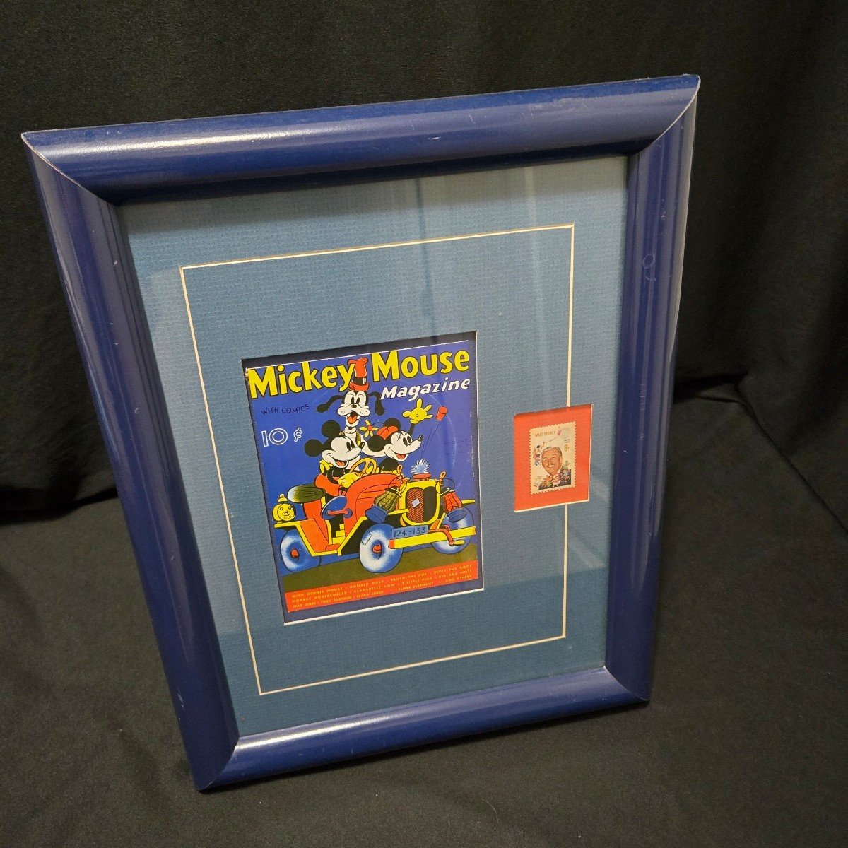 Disney 1937 Mickey Mouse Magazine Print 6¢ Walt Stamp Professionally Framed