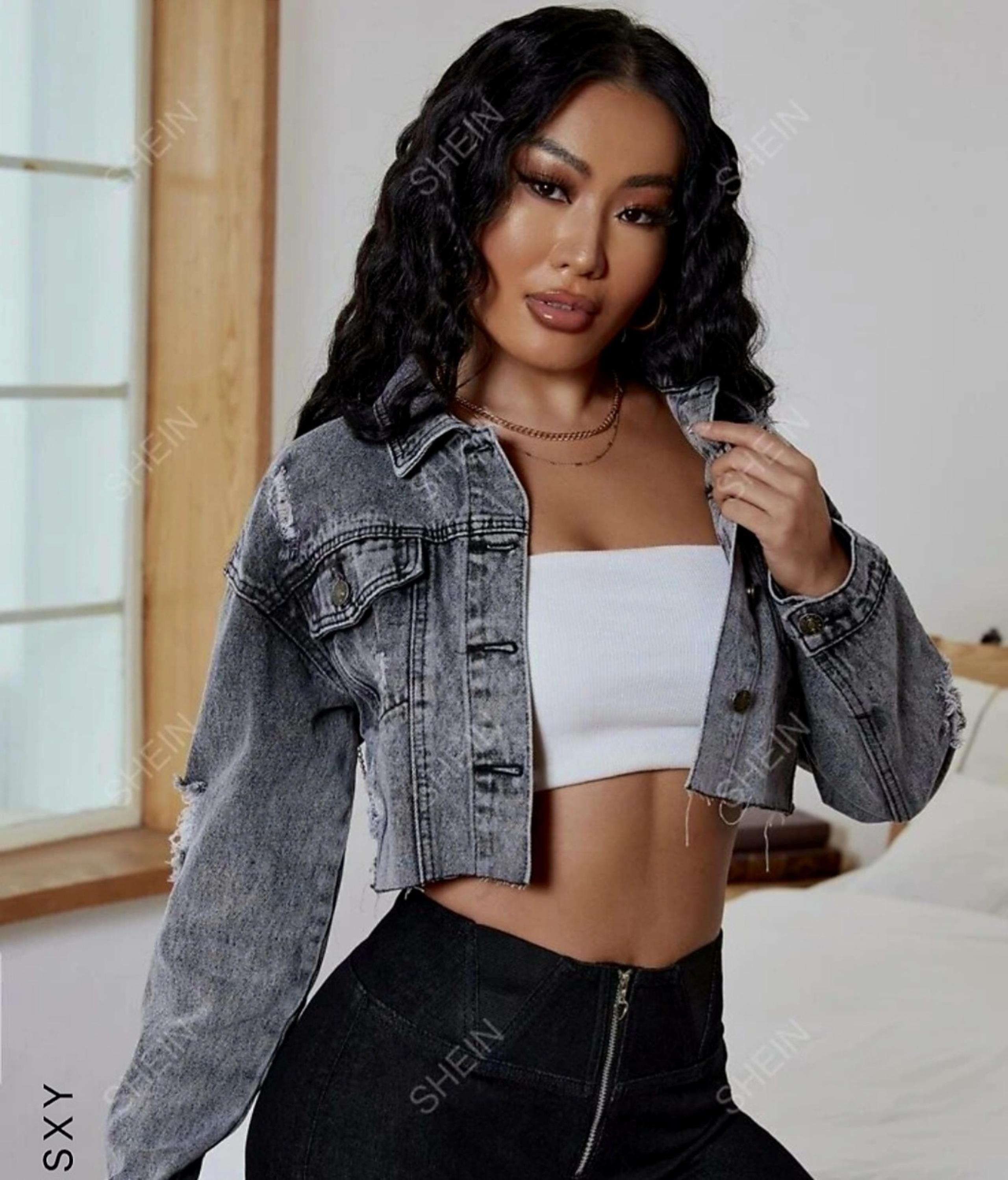 SHEIN SXY Denim Crop Jacket