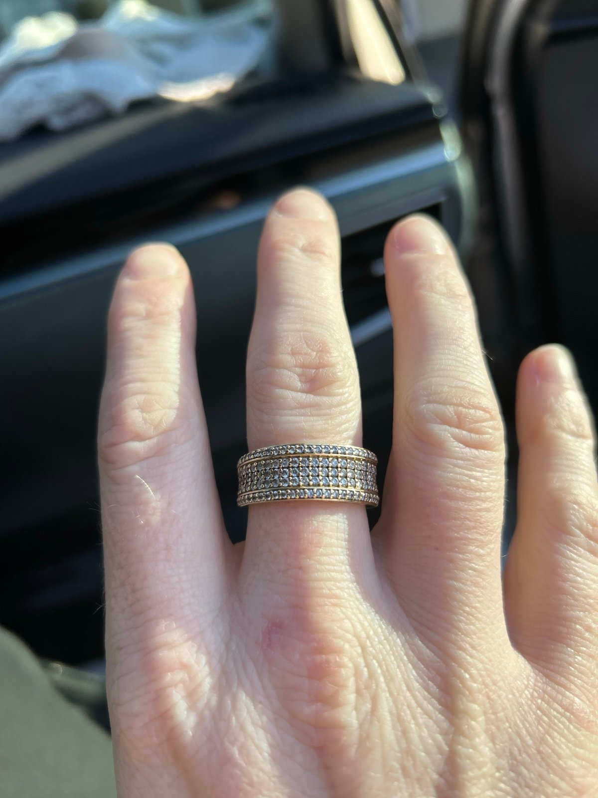 Solid 10k Yellow Gold Wide Diamond Band Ring size 11