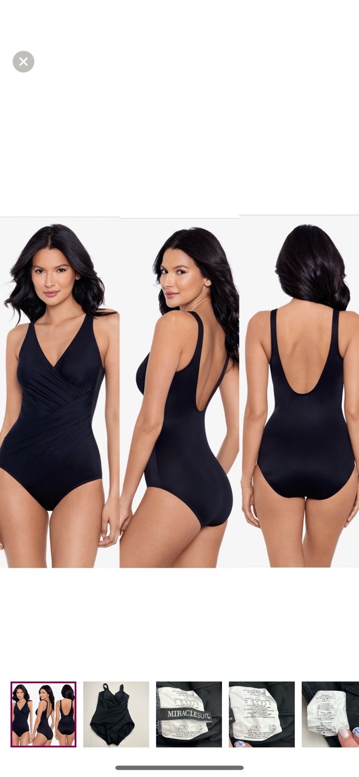 NWT Miraclesuit Black Oceanus One Piece Swimsuit Size 8