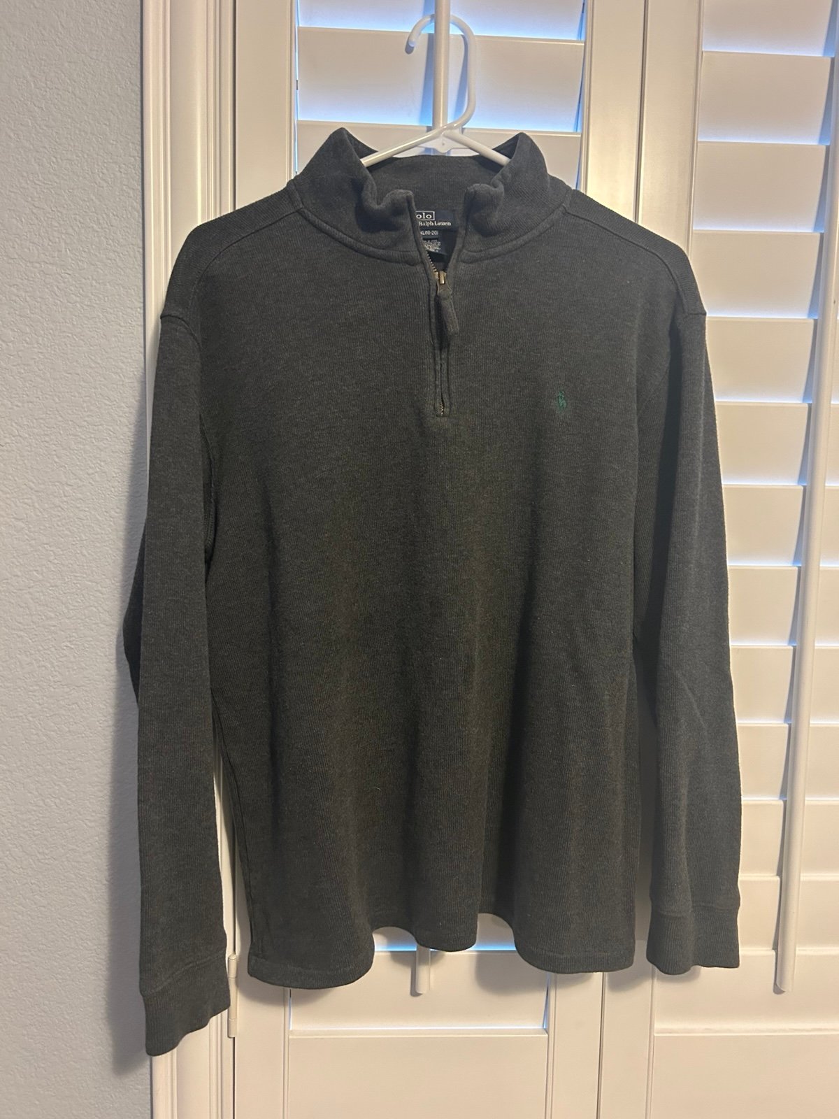VTG RETRO 90s POLO RALPH LAUREN GRAY 3/4 LONG-SLEEVE SWEATER SIZE XL (18-20)