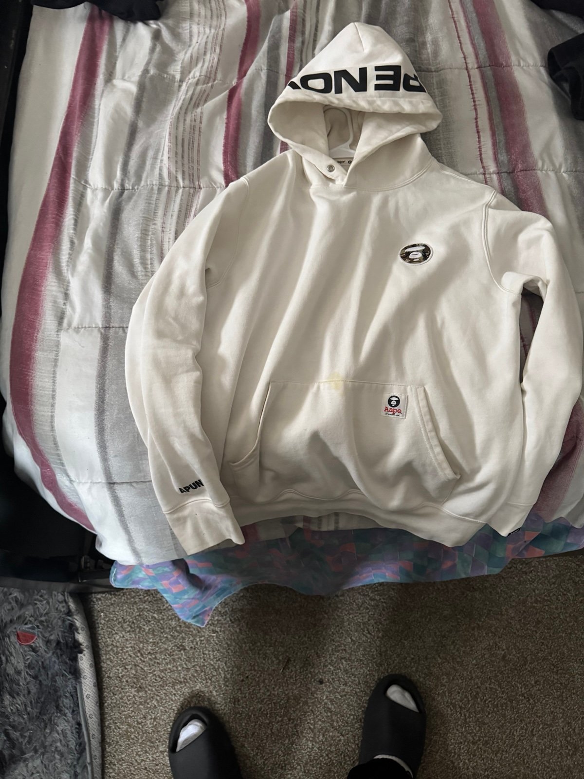 A bathing ape aape white hoodie size medium