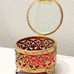 Hollywood Regency Jewelry Box Gold tone Filigree Glass Casket Footed Vintage
