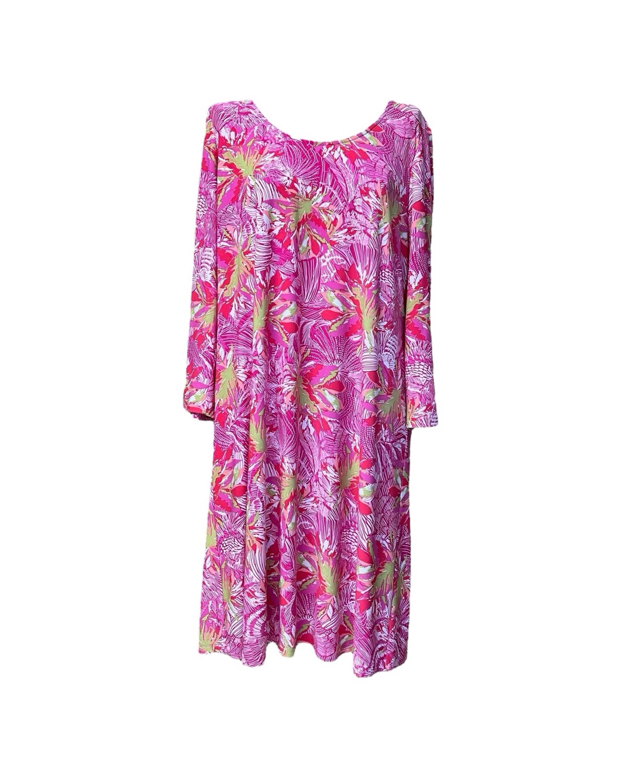 Pappagallo XL Pink Vibrant Summer Shift Dress Casual Resortwear Beachy