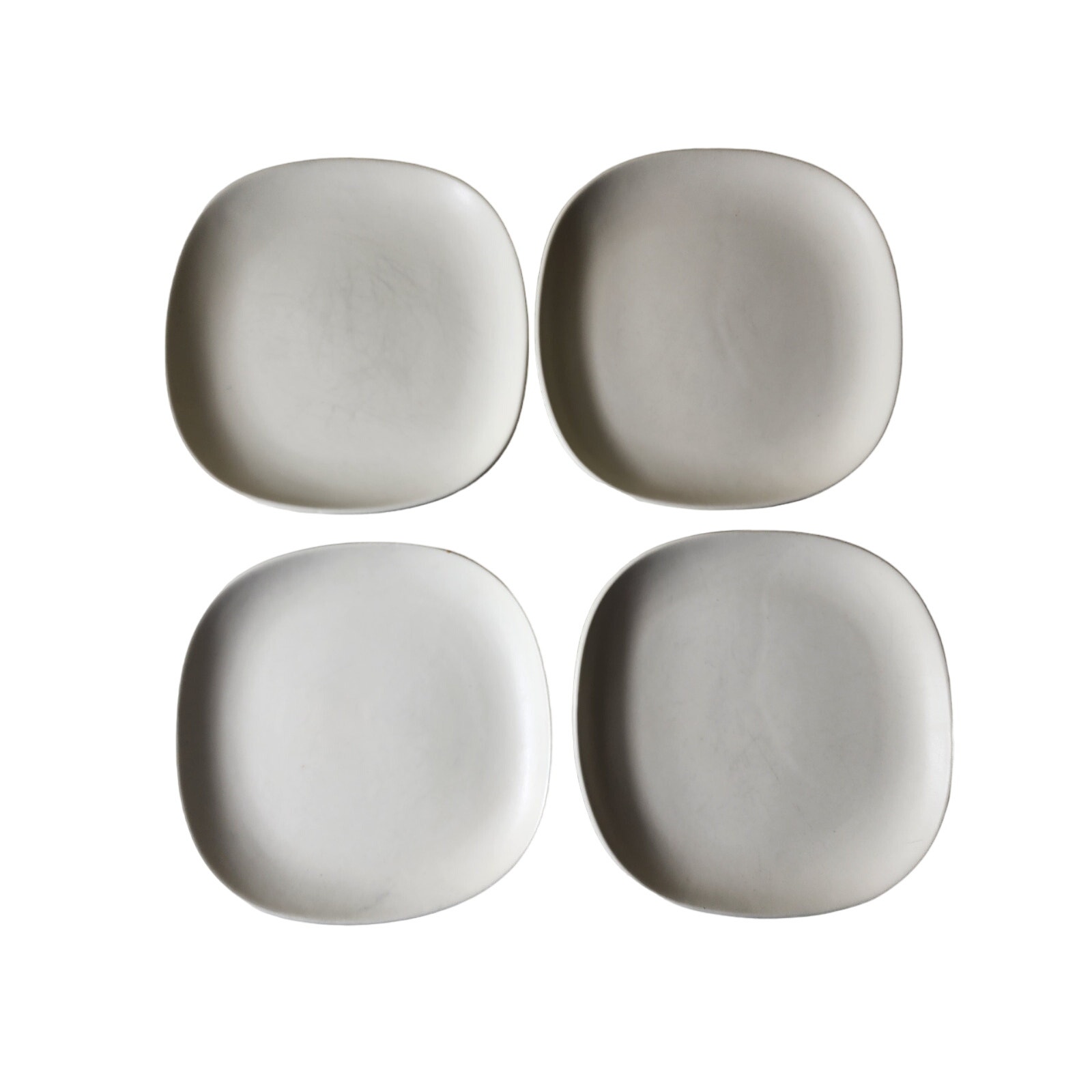 CRATE & BARREL Off White Parallel 7.5 Salad Dessert Plates - set of 4