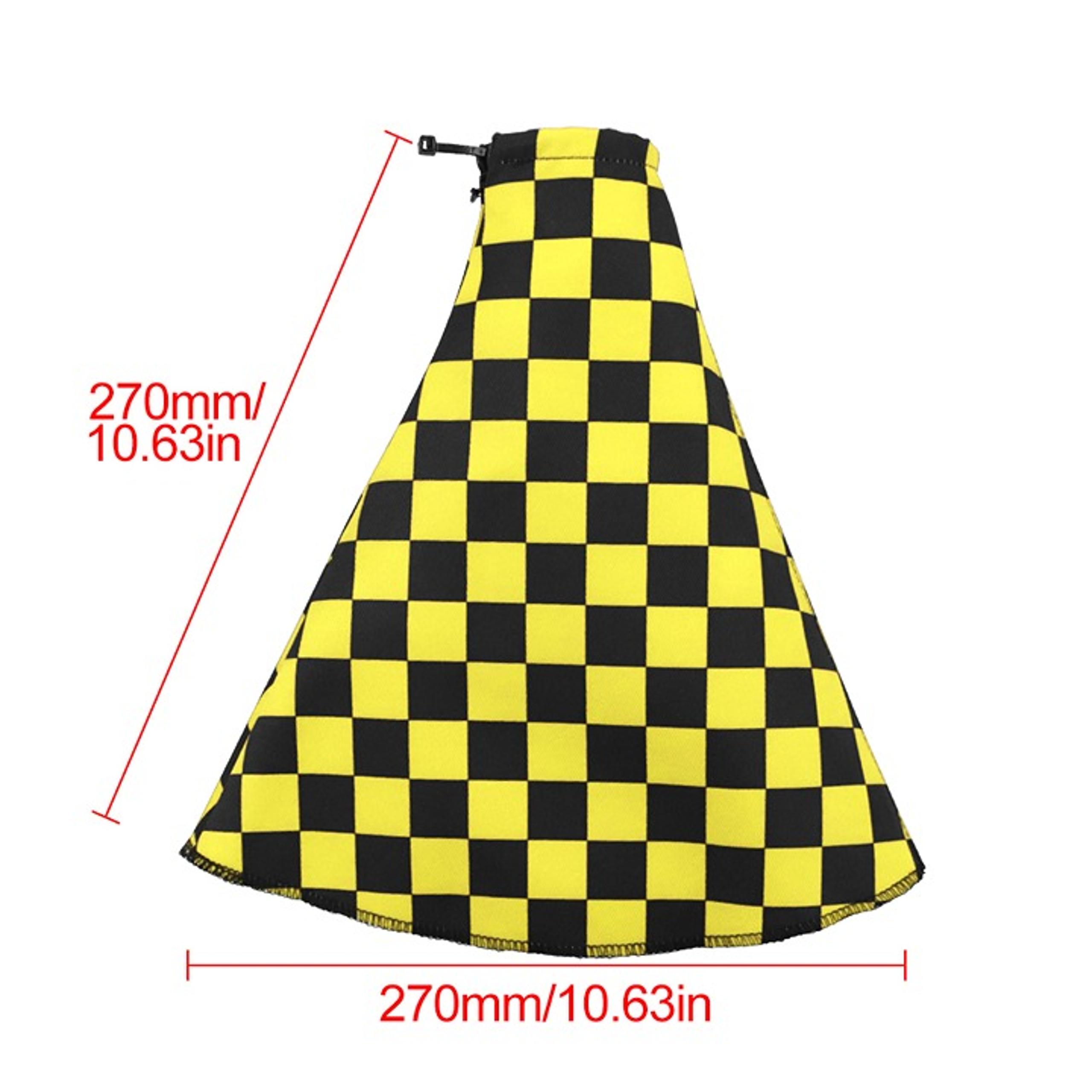 Brand New Universal Checkered Yellow Black Fabric Gear Manuel Shift Boot Cover