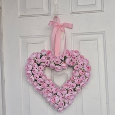Handmade Pink heart shape Valentine's Day wreath Spring wreath rose wreath