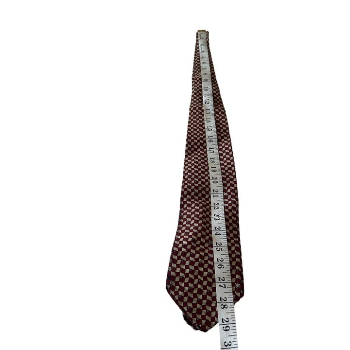 ZCMI Men''s Tie red with beige vintage 100% imported silk