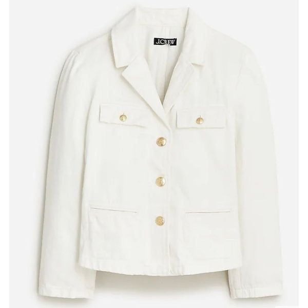 J.Crew Denim blazer-jacket in white NWT Size 0