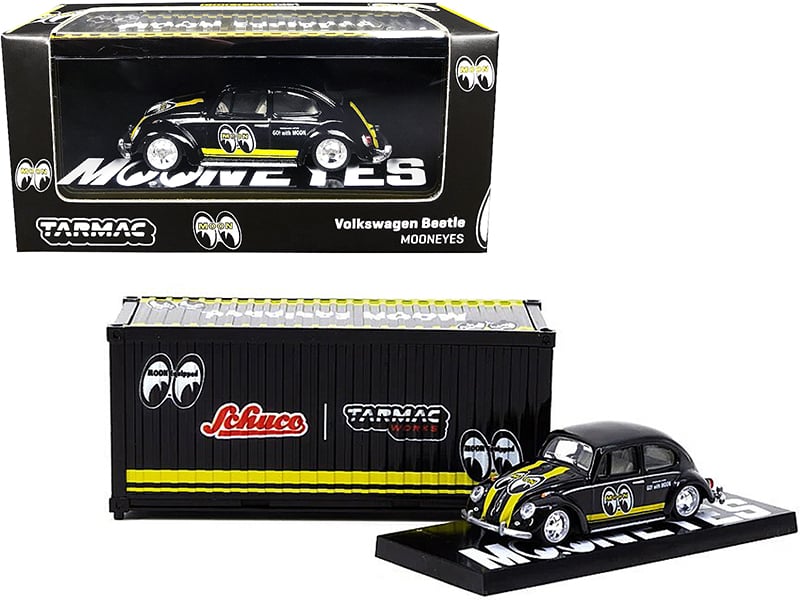 Volkswagen Beetle Mooneyes Black with Yellow Stripes with Container Case Coll