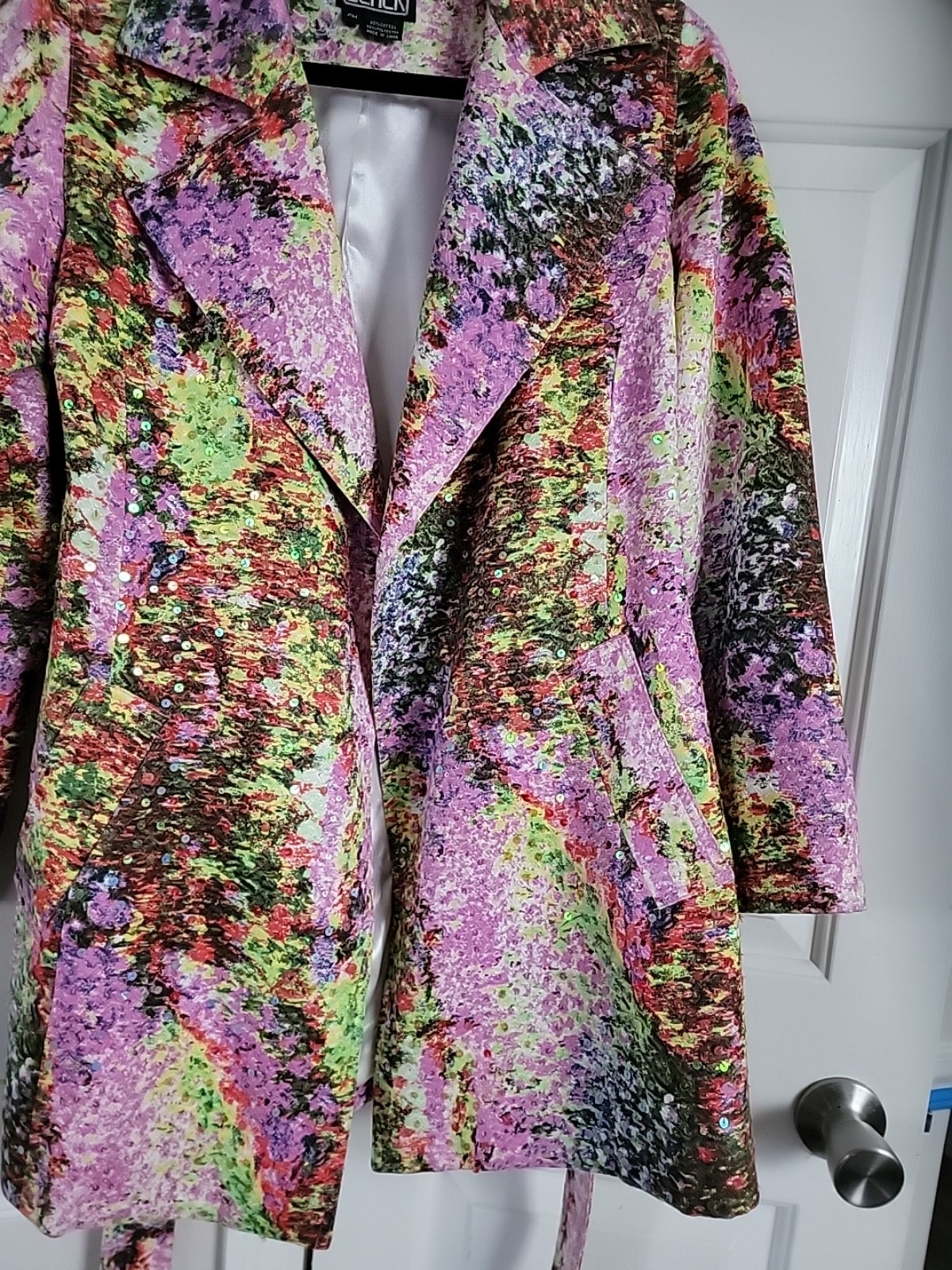 Vtg Berek Sequin Blazer Coat Womens Sz PM Notch Lapel Art To Wear Maximalist