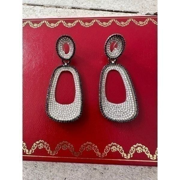 Vintage 925 Pave Set Stone Earrings