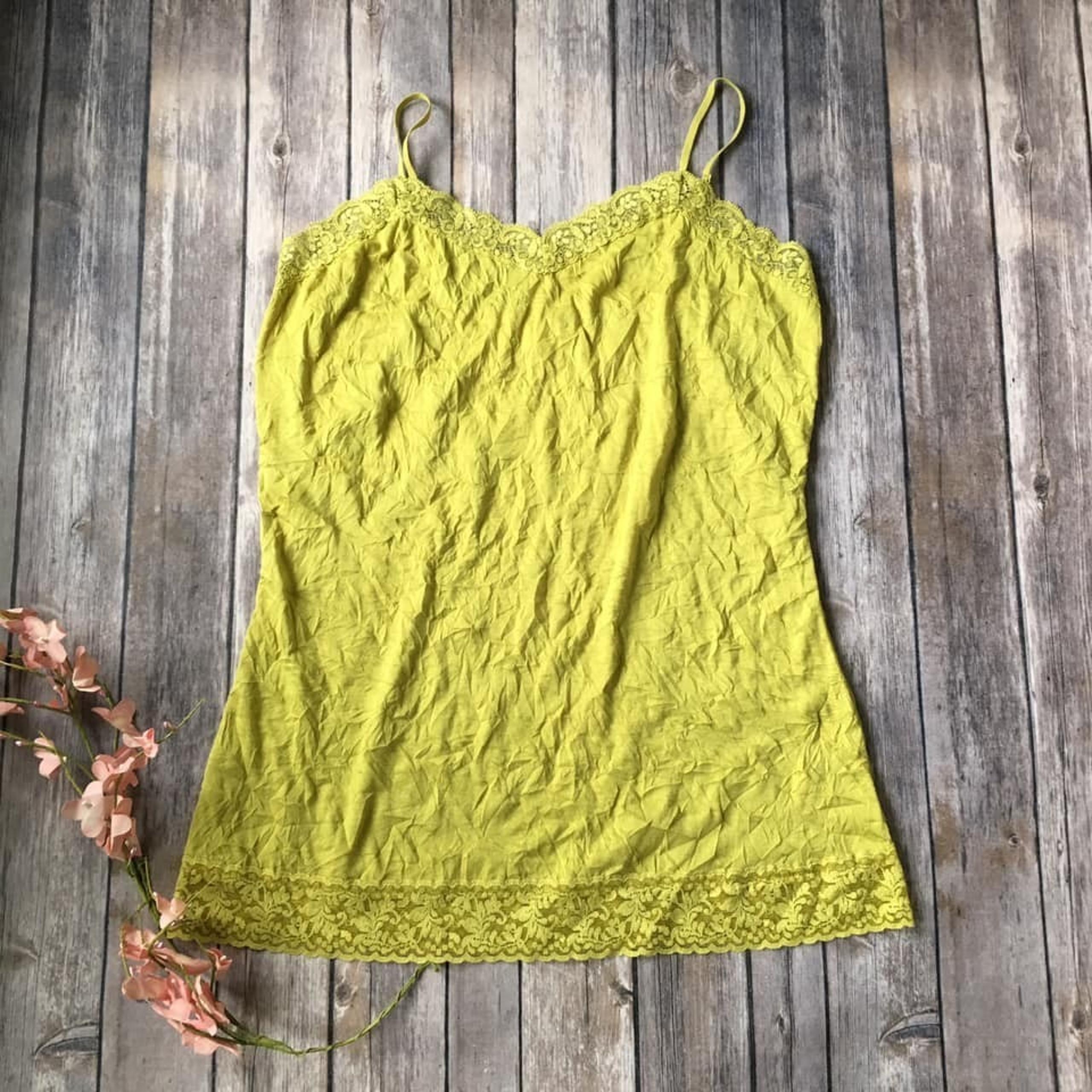 Coldwater Creek Tank Top Women M 10 12 Crinkle Lace Sleeveless Chartreuse Cami