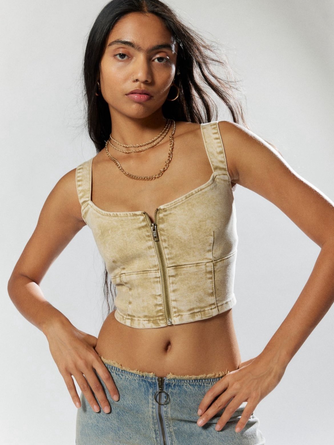 GUESS ORIGINALS Go Aged Denim Bustier