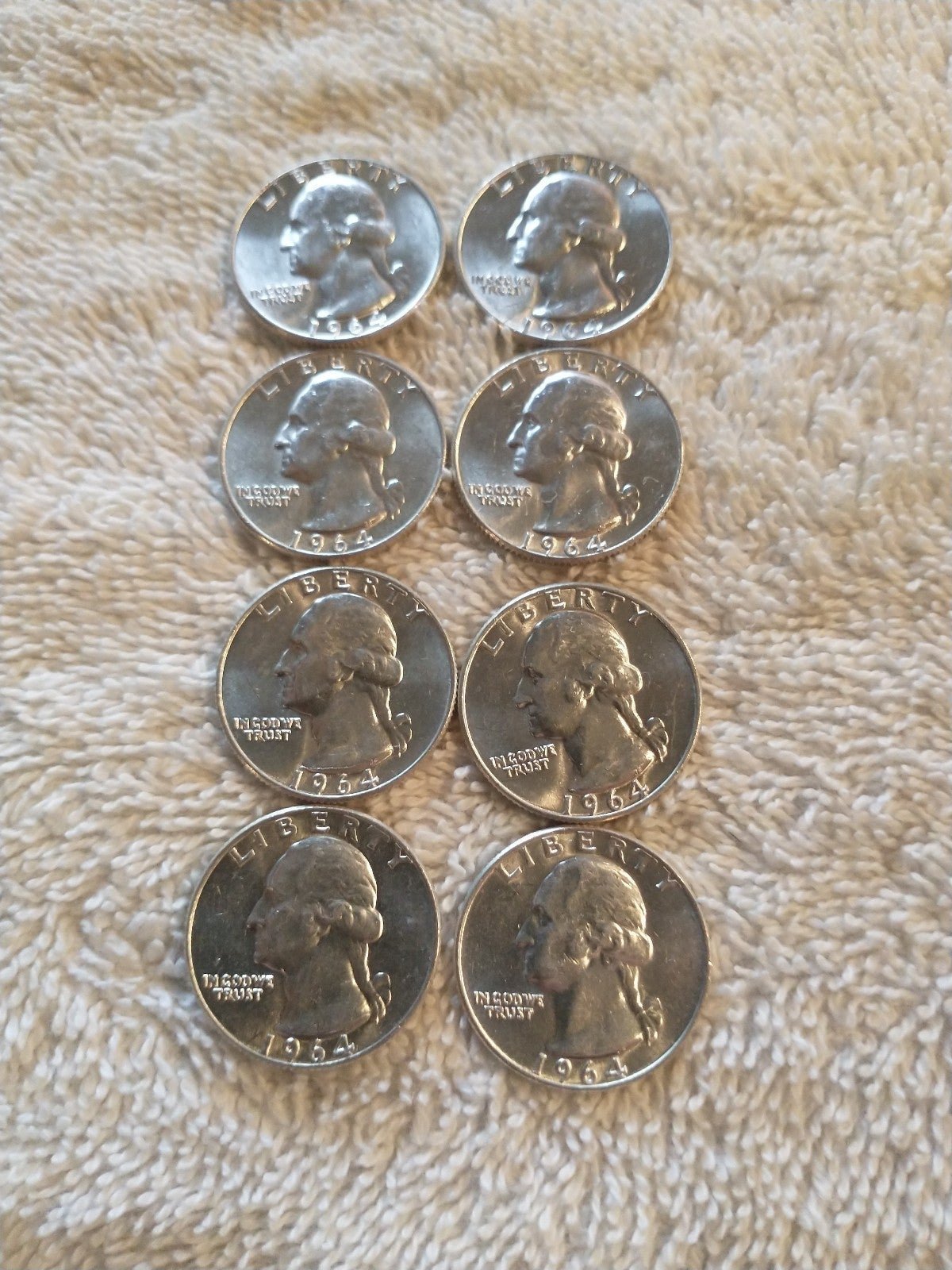 8 1964 Denver quarters 90% silver brilliant uncirculated