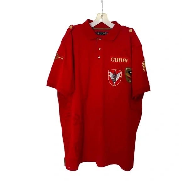 Vintage Coogi OUTBACK Polo Men's Red Embroidered Graphic Shirt, X-Large