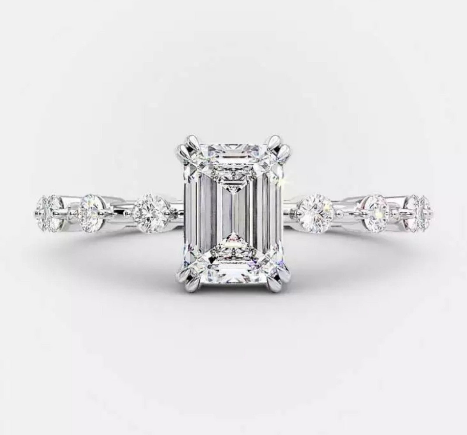 2CT Emerald Sapphire Engagement Ring
