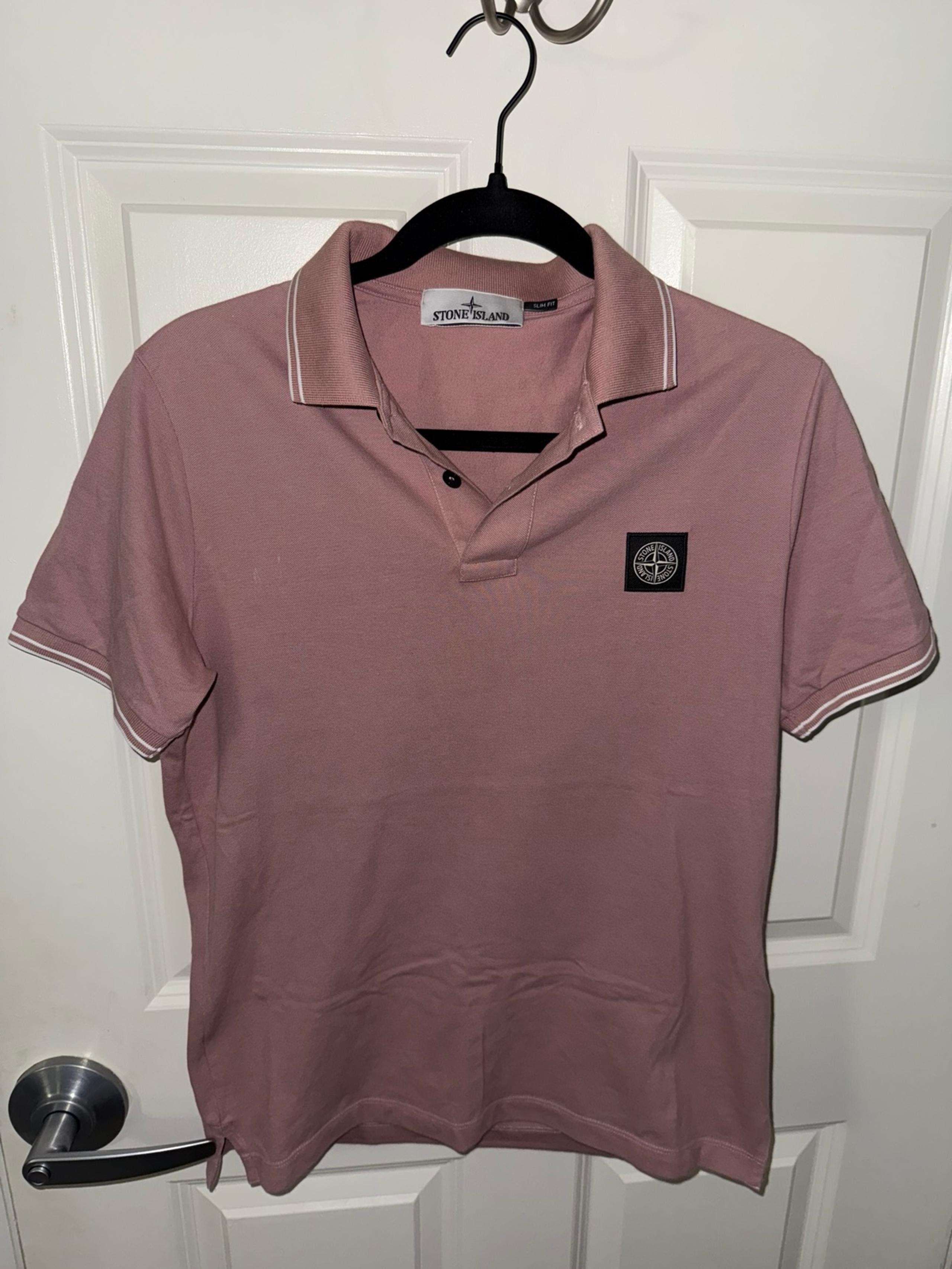 Stone Island Men’s Polo Shirt Mauve Pink Size Medium