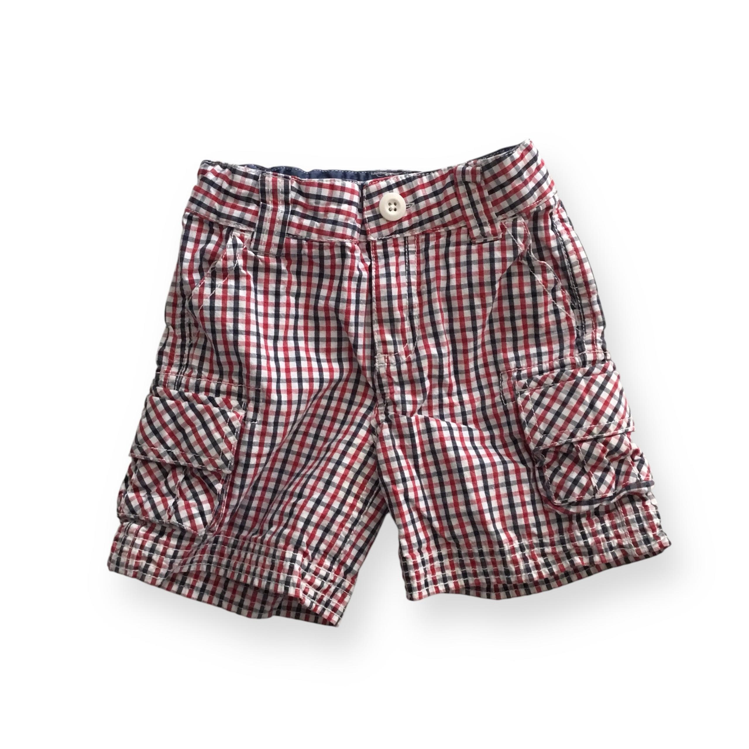 Hanna Andersson navy/red check cargo shorts