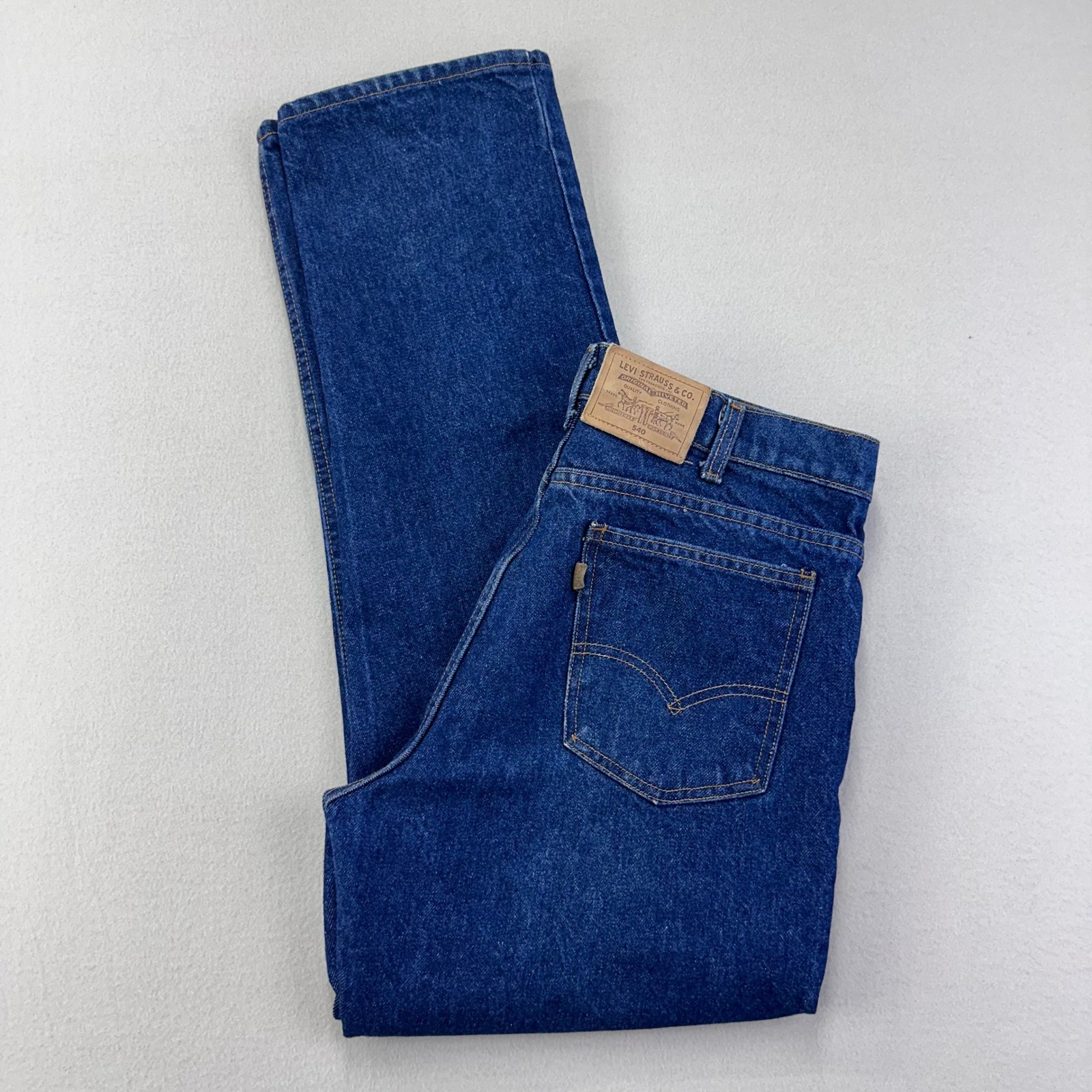 VTG Levi's Jeans 540 Mens 34x32 Blue Denim Relaxed Straight Leather Tab USA 80s