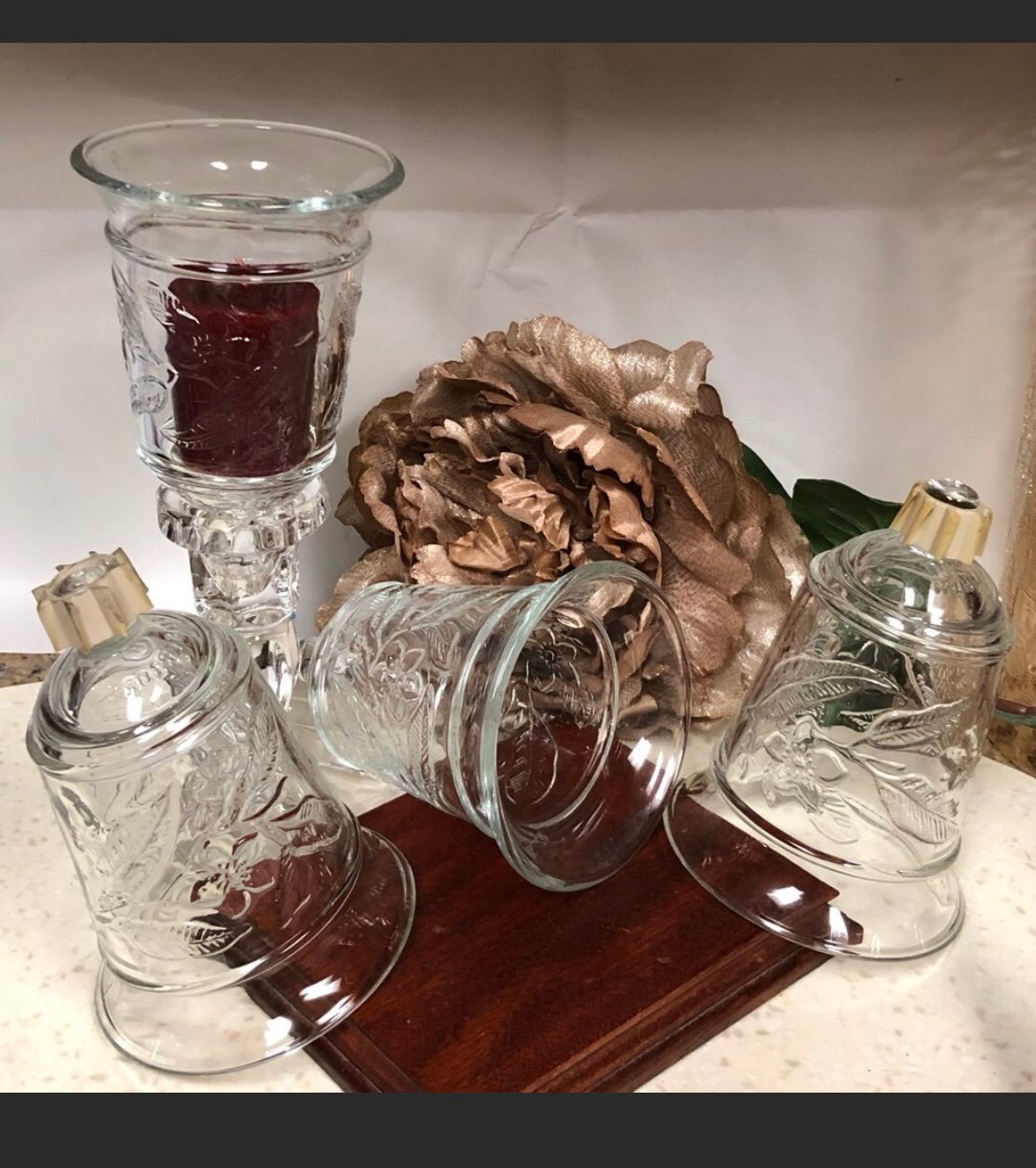 Home interiors and gifts flowers pattern votive glass cups