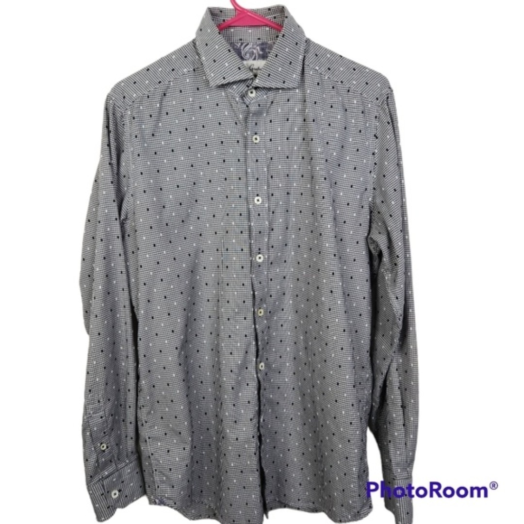 Robert Graham Mens Tailored Fit Long Sleeve Textured Button Down Shirt Size 15.5