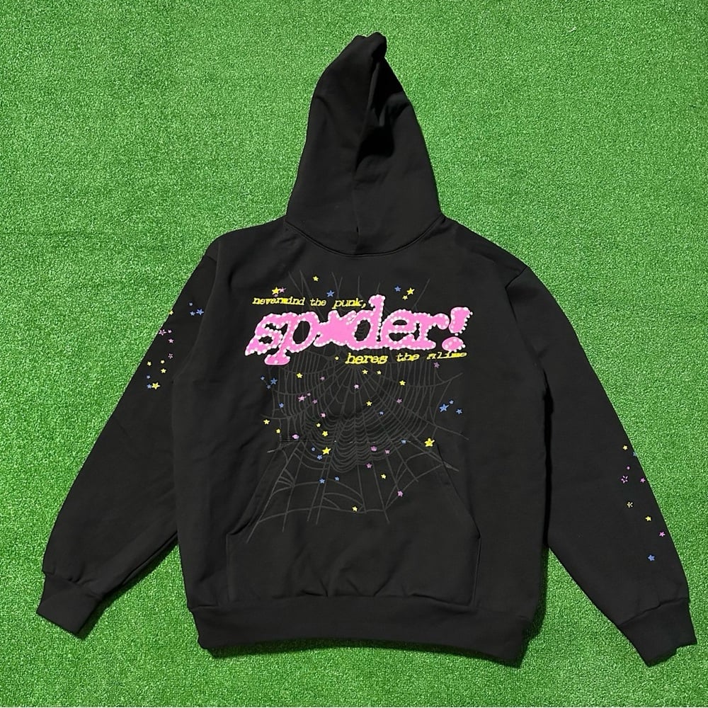 Sp5der PINK Hoodie V2 Black