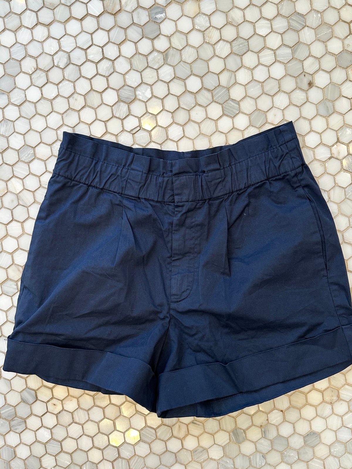 Worn once just crew navy paper bag elastic waist shorts