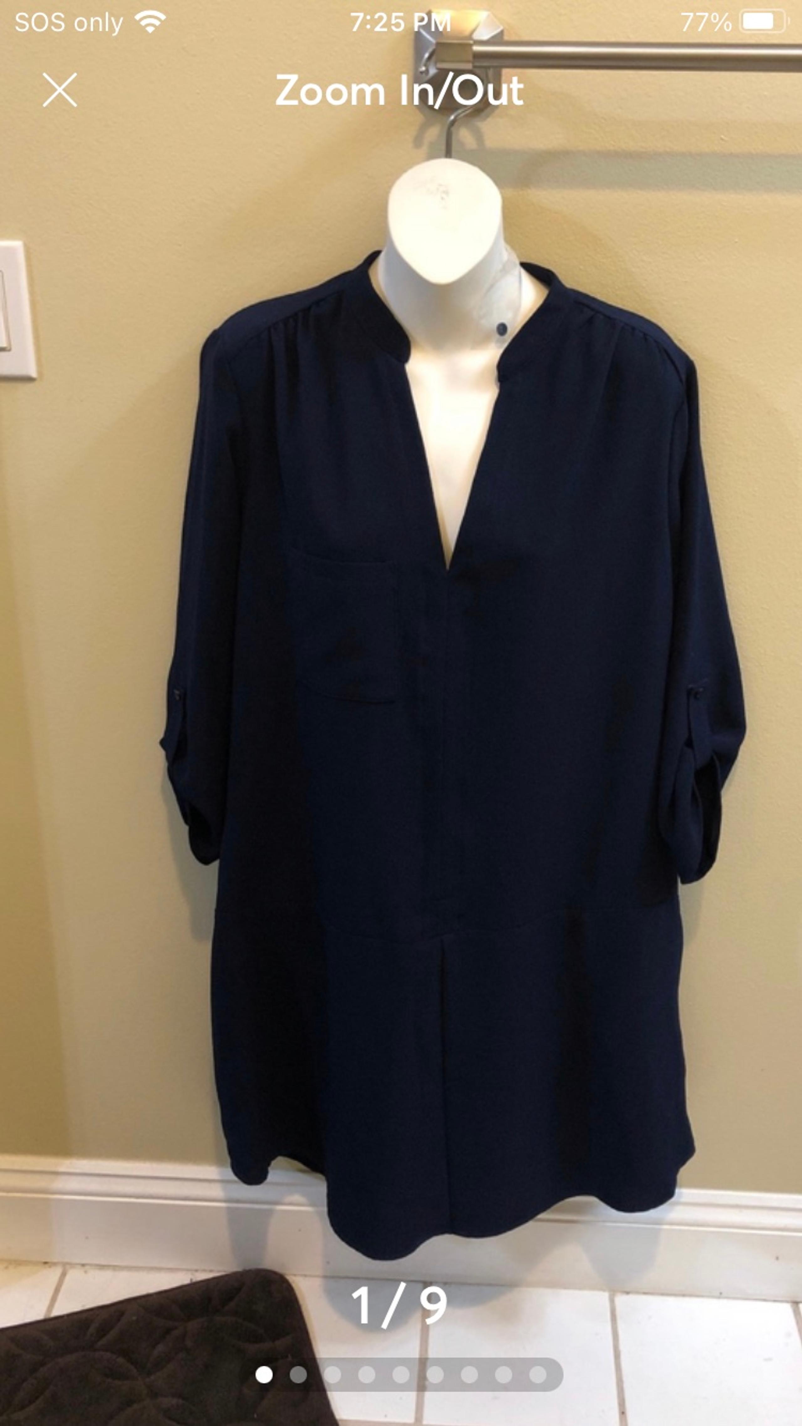 Lush Women shift dress size Large Navy Blue Glass 3/4 Sleeve side pockets Women shift dress size Large Navy Blue Glass 3/4 Sleeve side pockets - Lush