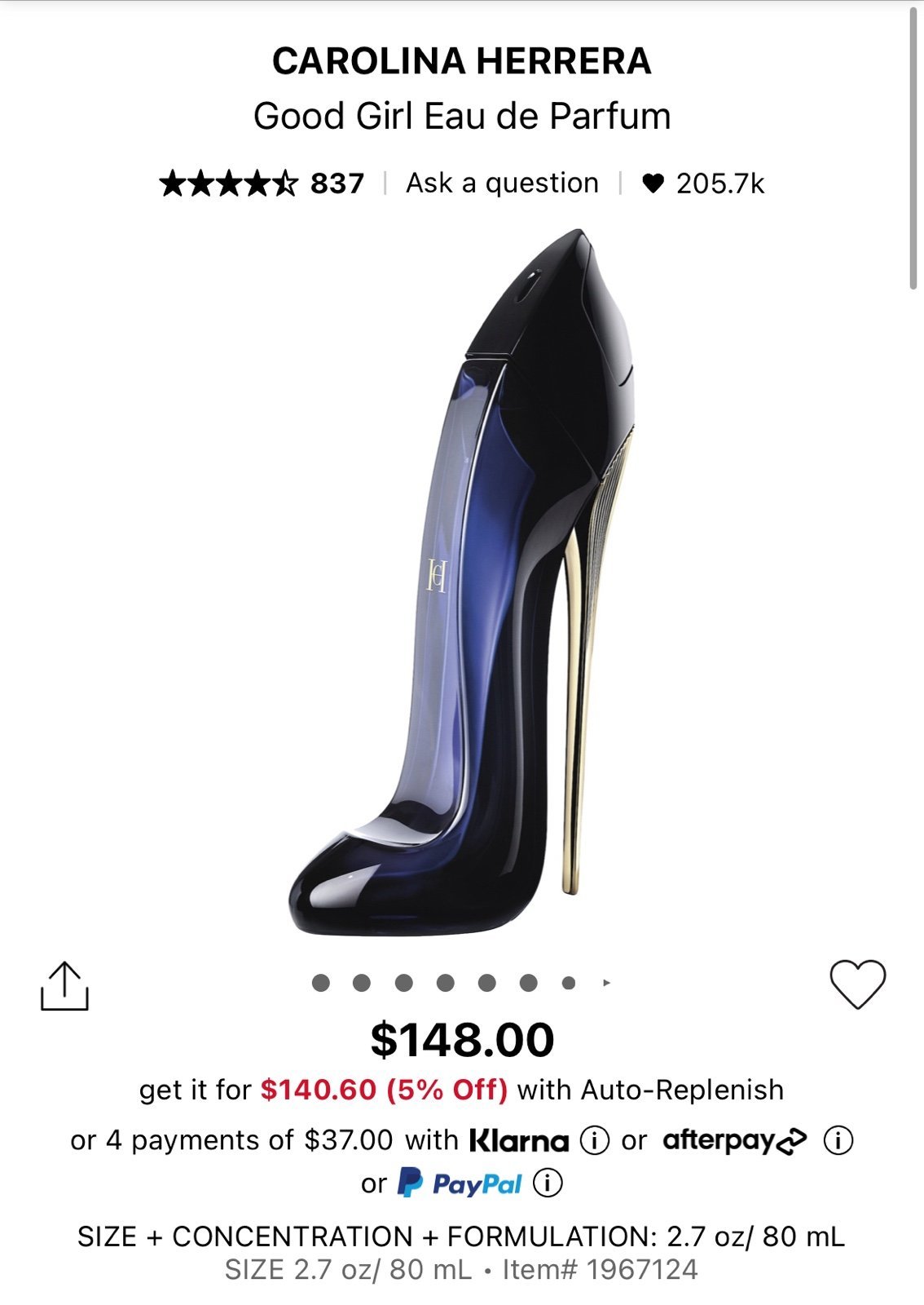 Carolina Herrera Good Girl Perfume 2.7oz