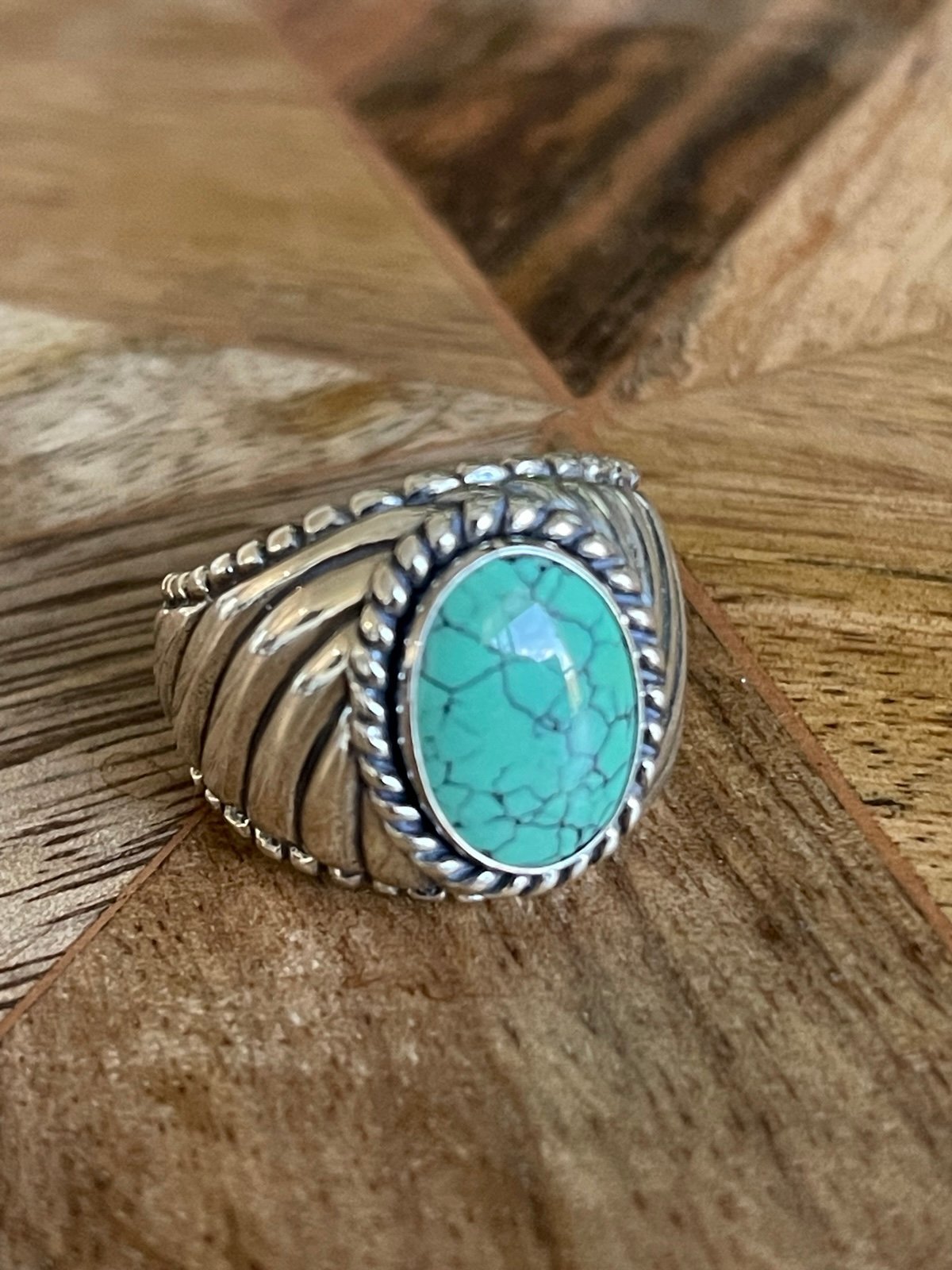 Carolyn Pollack green turquoise bold ring 9