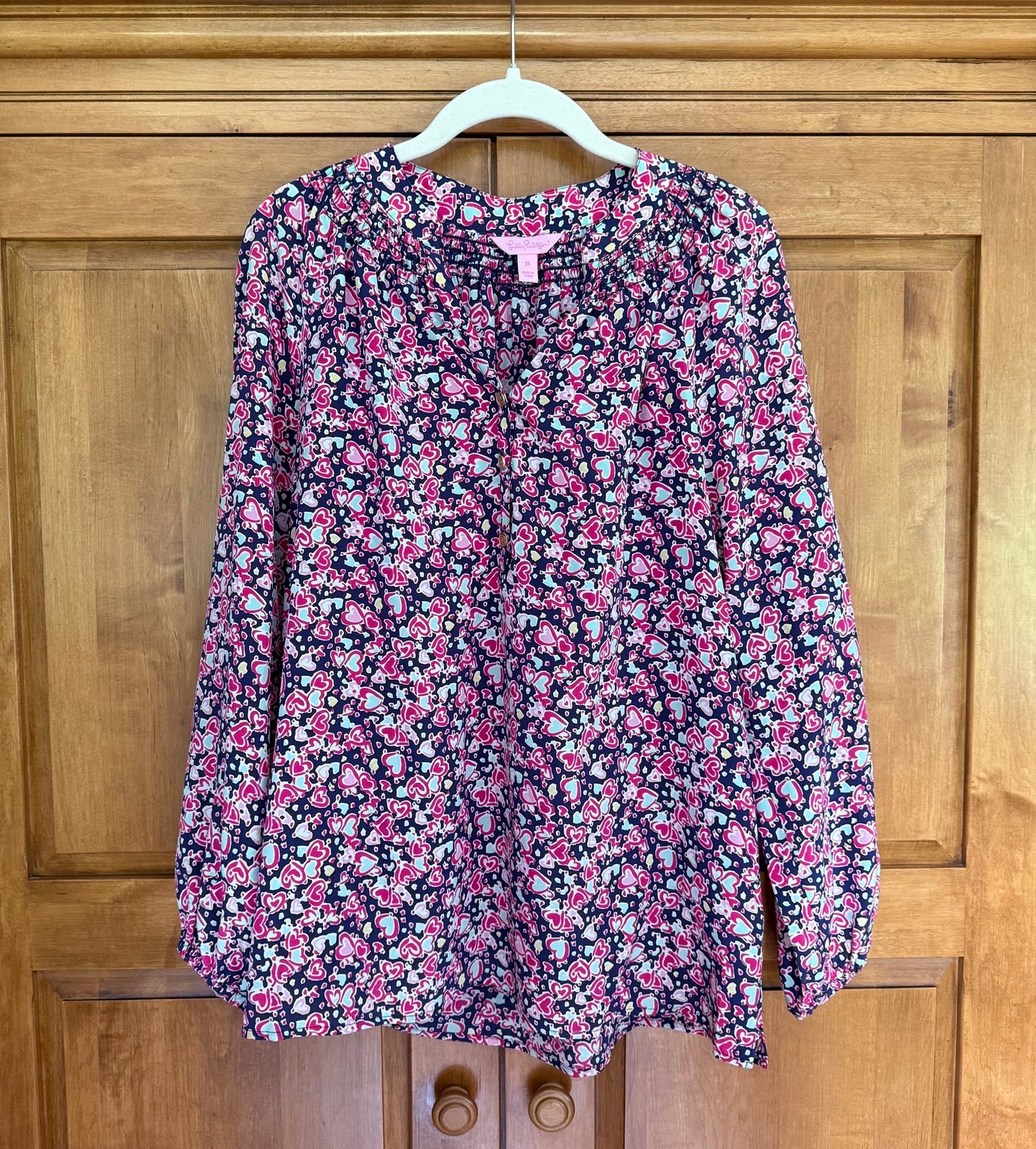 Lilly Pulitzer Elsa Candy Hearts Silk Top