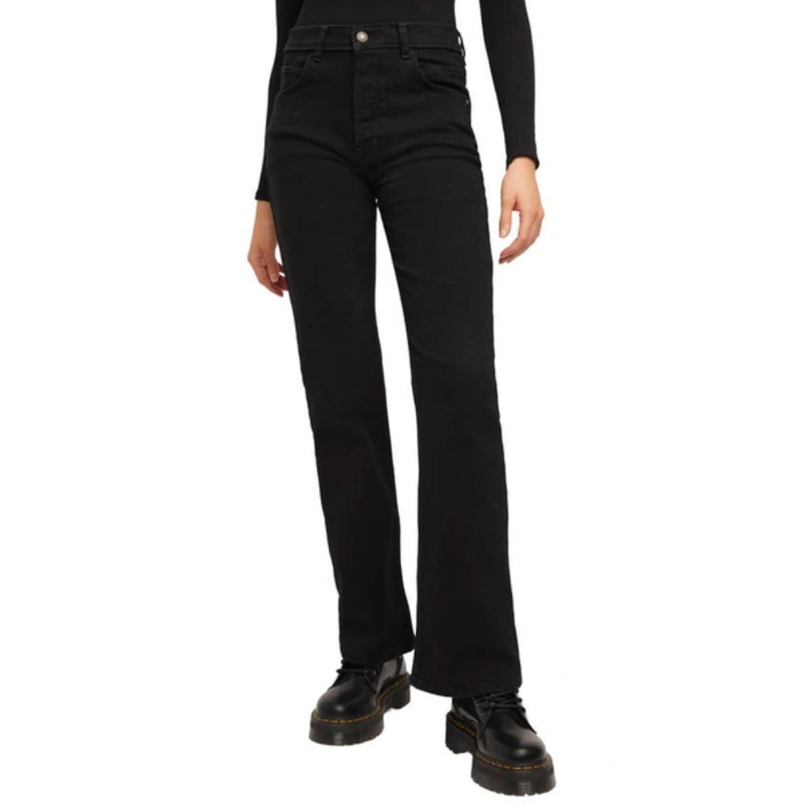 Free People Women's Black French Girl Flare Jeans High Rise Pockets Size 26