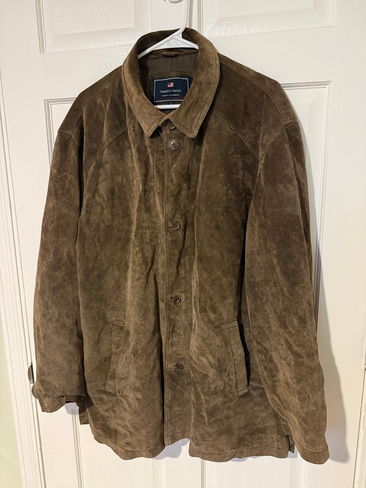 Newport Harbour genuine leather jacket men’s size large brown excellent