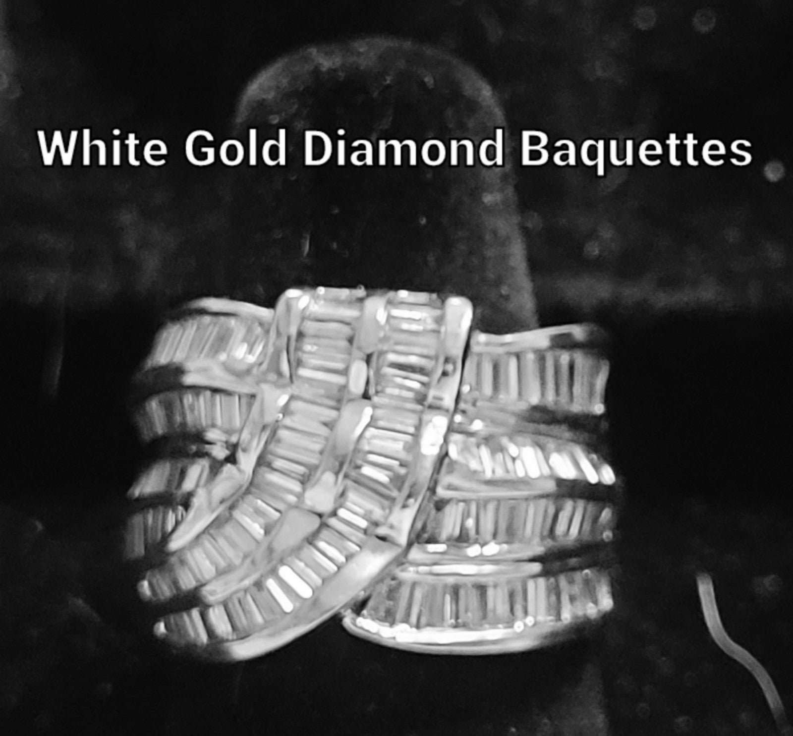 Baquette Diamond (124 Natural Baquette) Ring Est. 5 ct+ 14k White Gold size 8