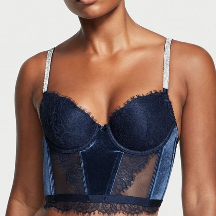 VS DREAM ANGELS Lace & Velvet Shine Strap Corset Top 32B