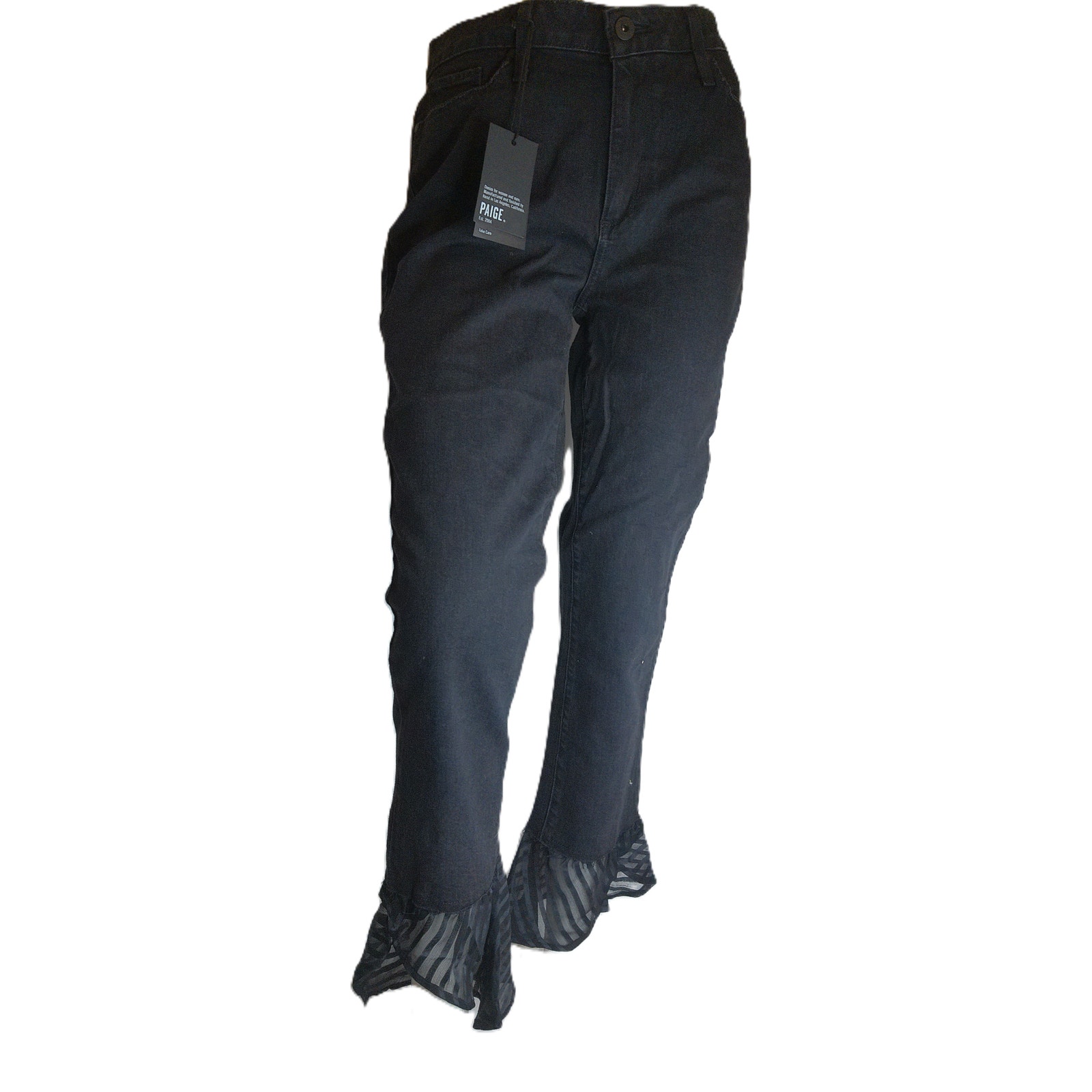 Paige Hoxton High Waist Handkerchief Hem Straight Leg Jeans In Riot Size 29 New