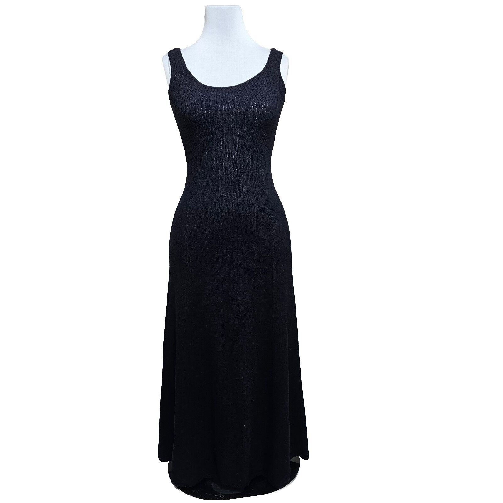 Vintage 70s St. John Knits Black Maxi Dress Santana Knit Classic Evening Gown