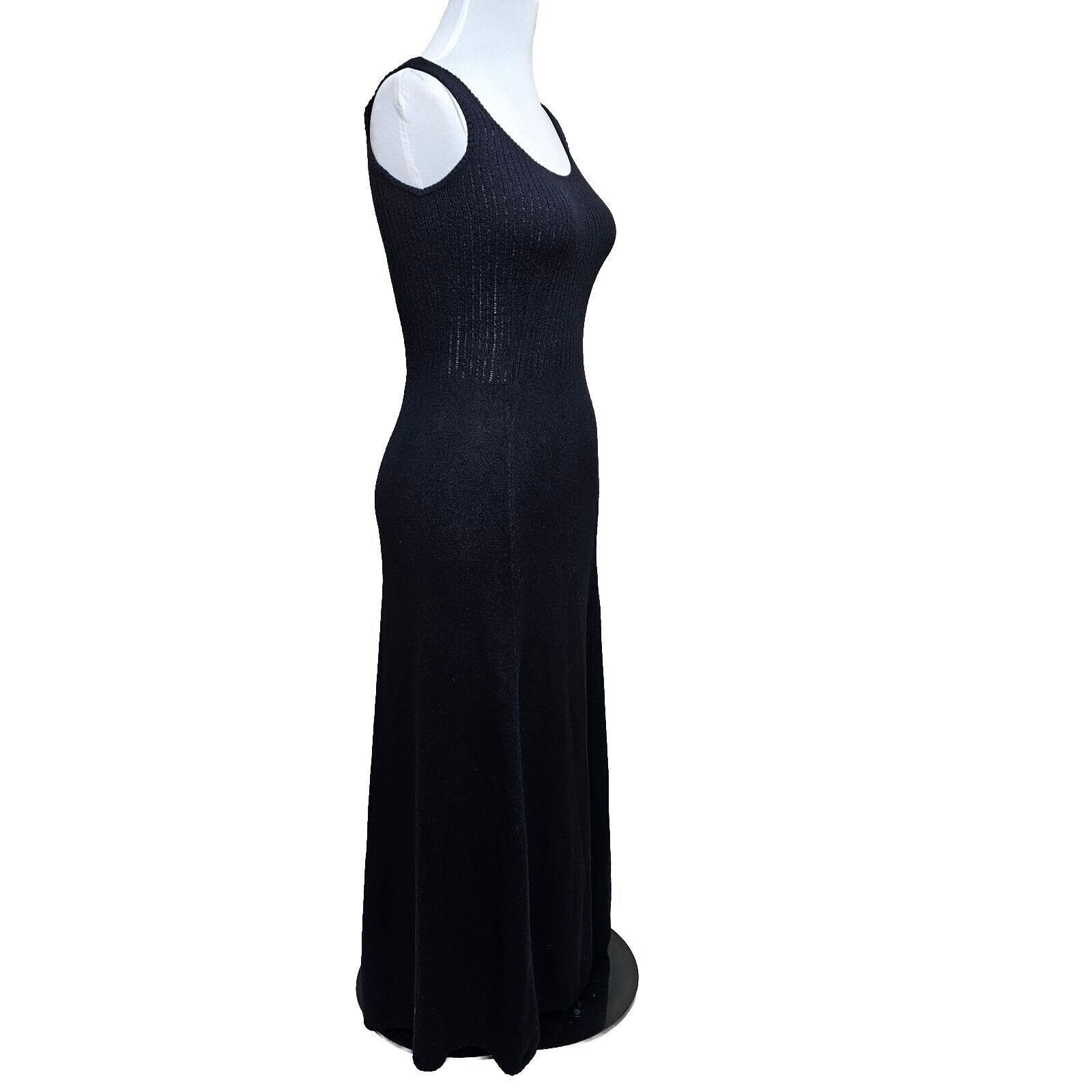 Vintage 70s St. John Knits Black Maxi Dress Santana Knit Classic Evening Gown