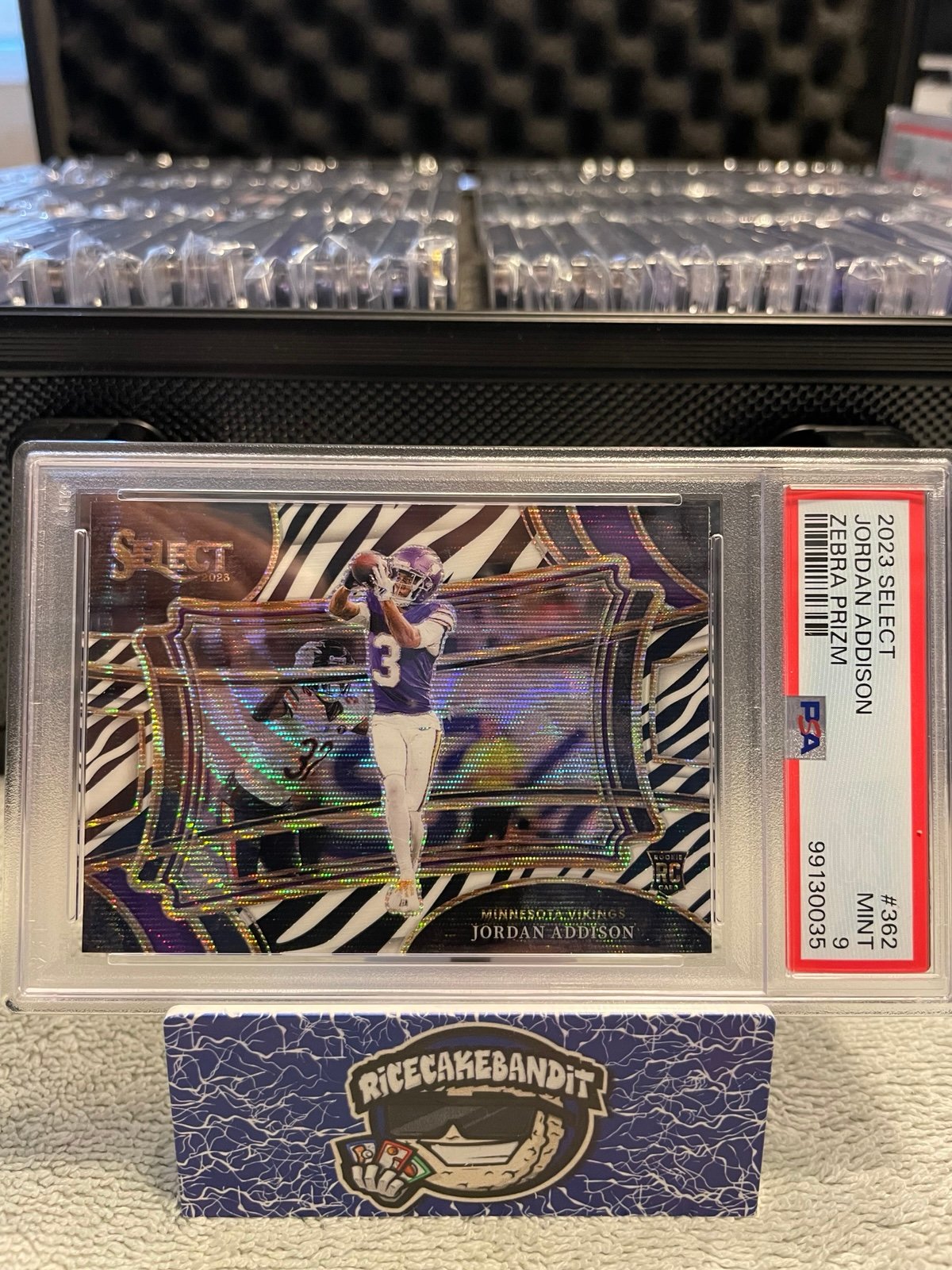 Jordan Addison 2023 Panini Select Rookie Field Level Zebra SSP PSA 9