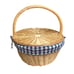 Vintage Wicker Woven Picnic Hamper with Double Lids & Gingham Lining