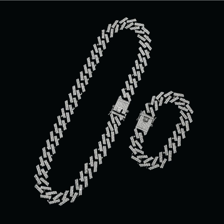 17MM Diamond Cuban Link Necklace + Bracelet Bundle