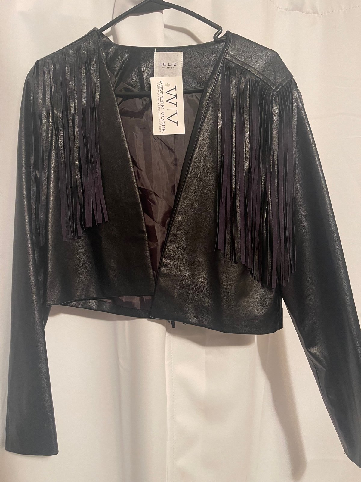 Leather fringe jacket