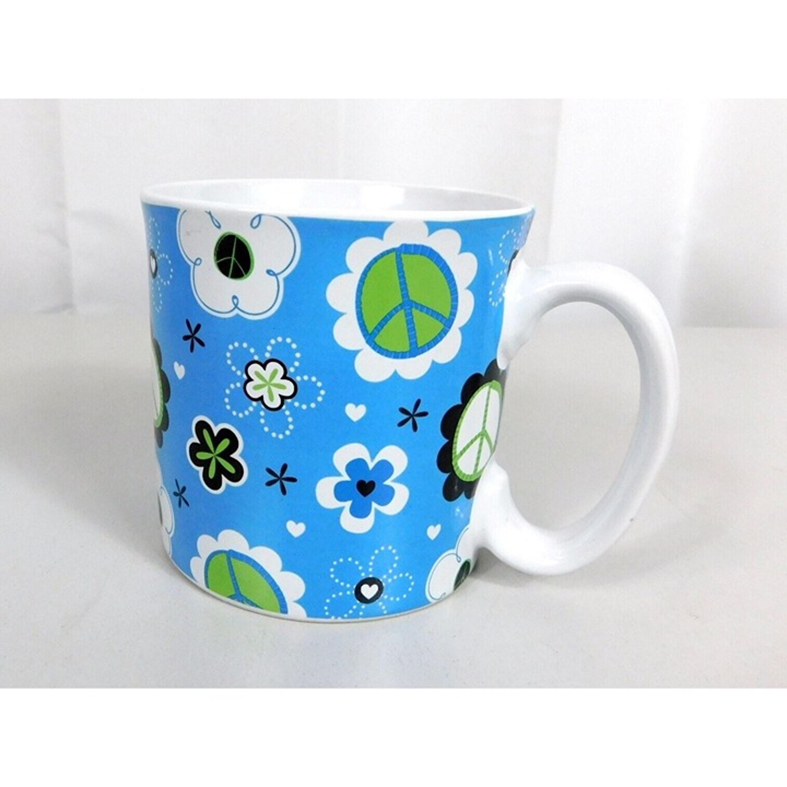 burton + Burton Peaceful Posies Coffee Mug 2011 Blue Microwave Dishwasher Safe